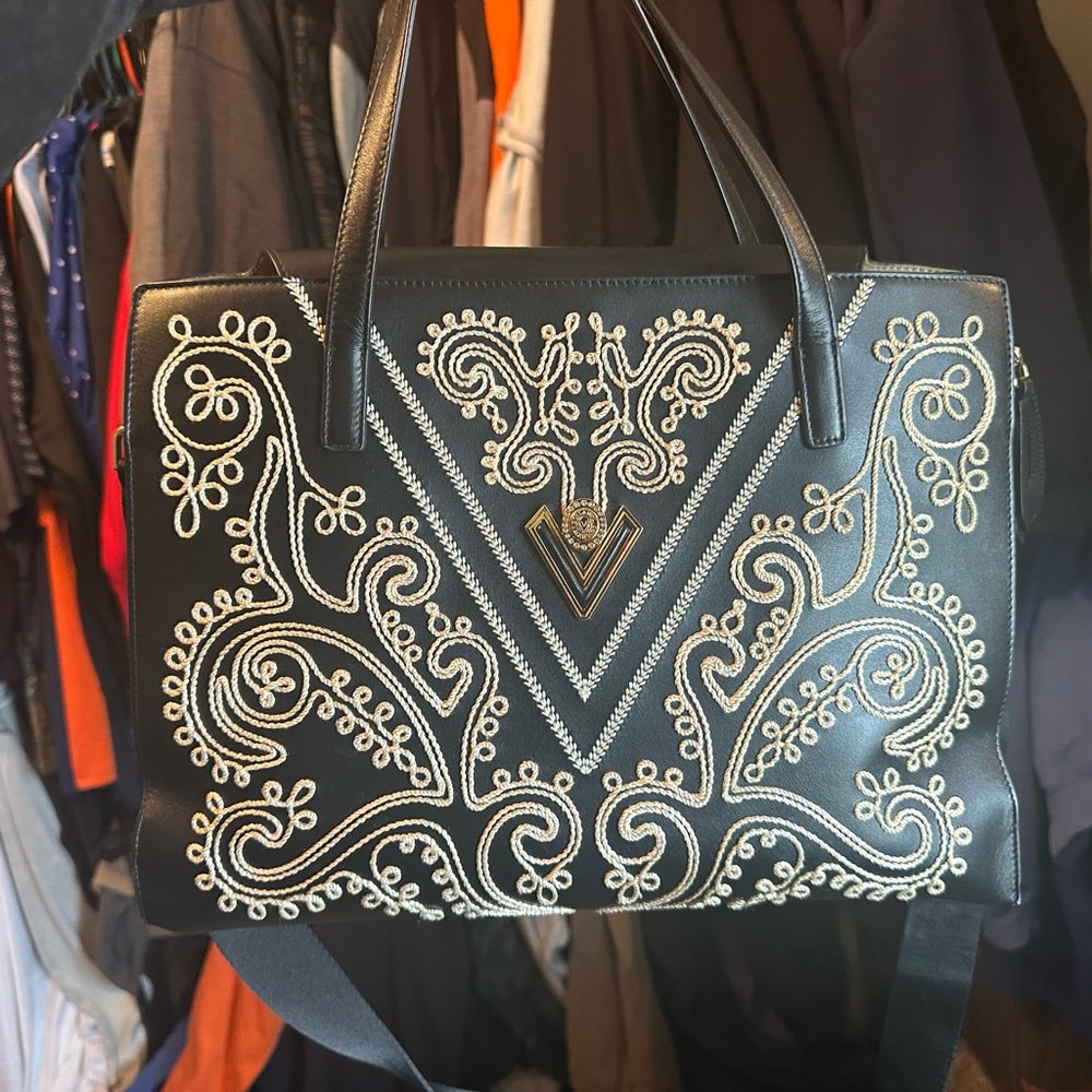 Valentino Embroidered Black Handbag